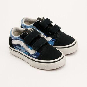 Vans Toddler Old Skool Flame Sneakers – Size 4.5 | Blue & Black | Gently Used